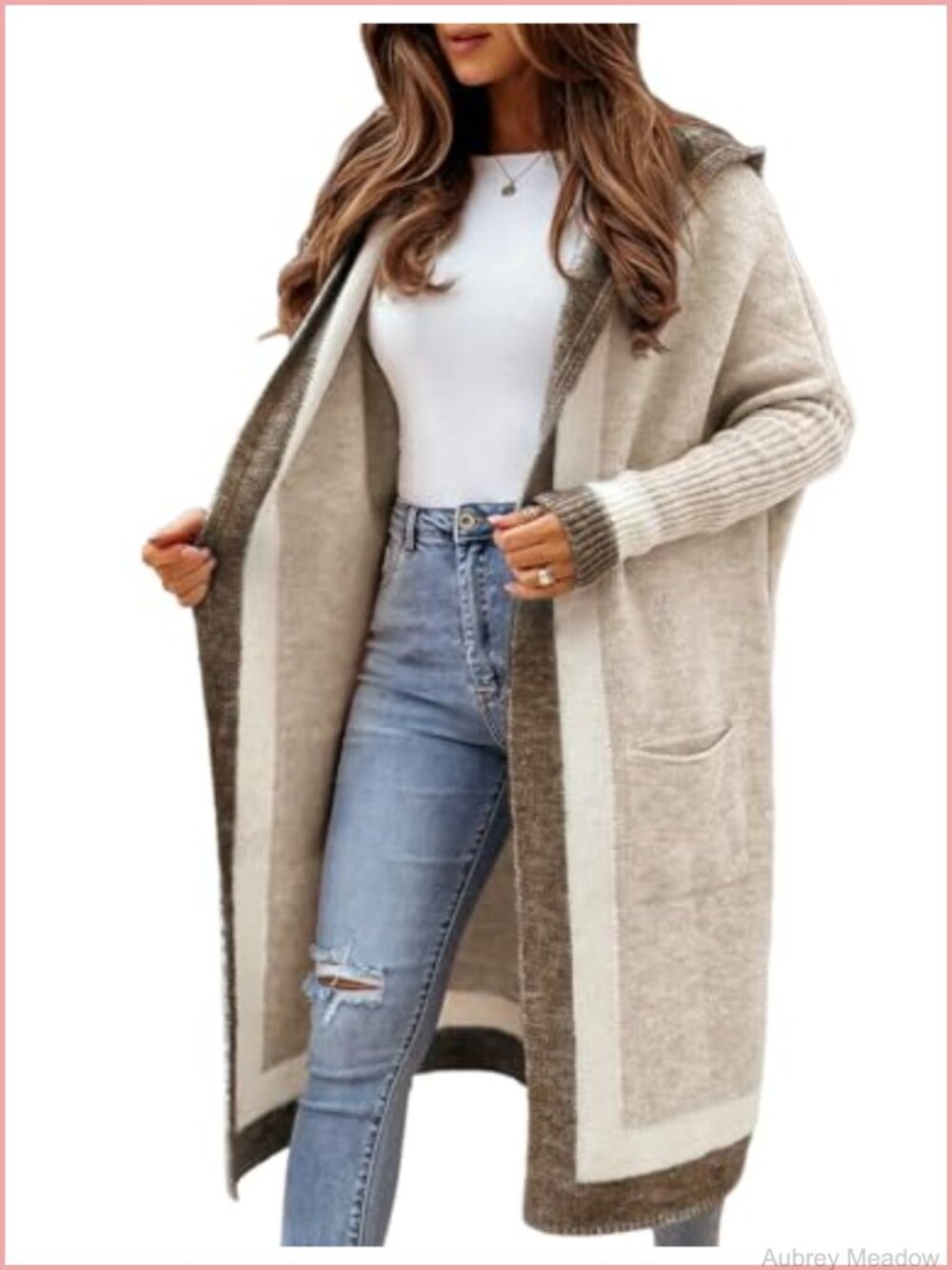 Womens Long Cable Knit Cardigan Open Front Hooded Oversized Sweater